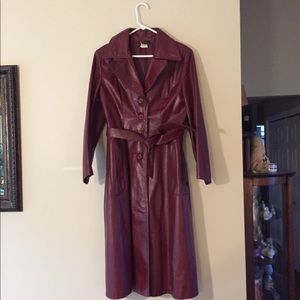 Vintage 1970s Burgundy Leather Coat
